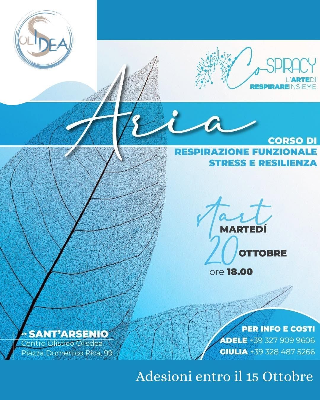 Locandina di Aria, corso di respirazione funzionale, stress e resilienza